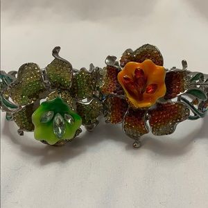 Two flower cuff  bracelets